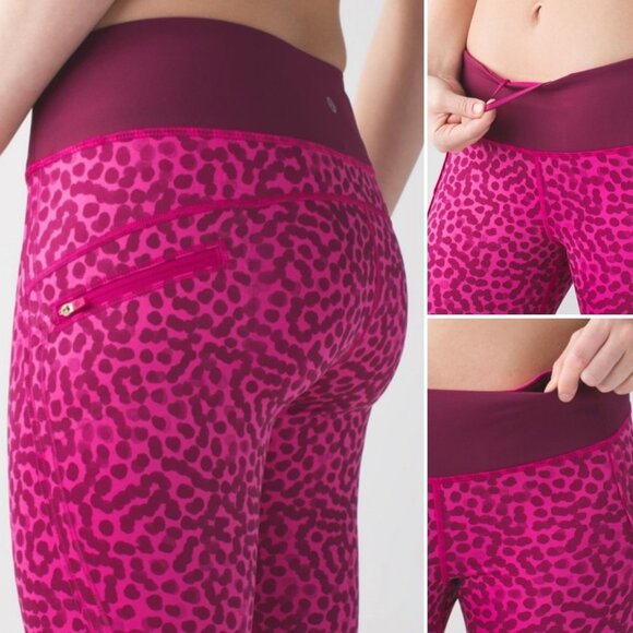 Lululemon Run Top Speed Jewelled Magenta Crop Size 4 Purple High Rise Pants Fit - Picture 2 of 11